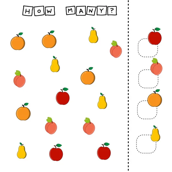 Desenvolvendo Atividades Para Crianças Contar Como Muitos Frutados Coloridos Laranja — Fotografia de Stock