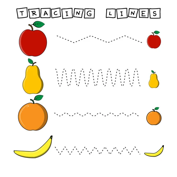 Çocuklar Için Meyvelerle Çizelge Çalışması Iyi Motor Beceriler Anaokulu Çocukları — Stok fotoğraf