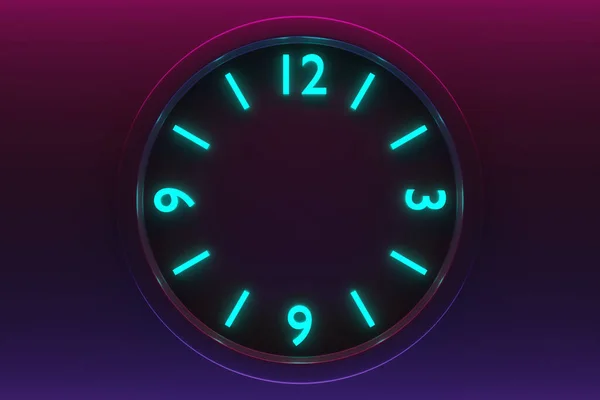 Illustration Dark Clock Numbers Neon Black Pink Isolated Background Time — Stock Photo, Image