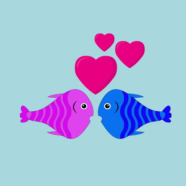 Χαριτωμένα Ψάρια Αγάπης Του Ροζ Και Μπλε Χρώμα Κοιτάζονται Μεταξύ — Φωτογραφία Αρχείου