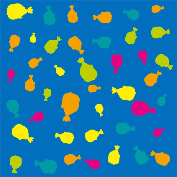 Vispatroon Een Blauwe Achtergrond Schattige Vissen — Stockfoto