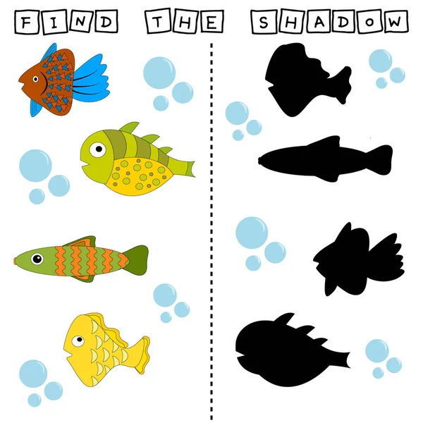 Developing activity for children, find a pair among identical of  funny fishes . Logic game for children.