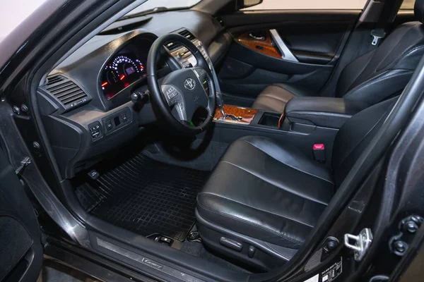 Novosibirsk Russia July 2021 Toyota Camry Car Interior Steering Wheel — Stock Photo, Image