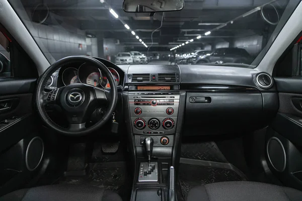 Novosibirsk Russia July 2021 Mazda Car Interior Steering Wheel Shift — Stock Photo, Image