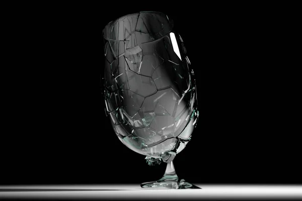 3D渲染碎玻璃现实葡萄酒玻璃模型 3D图形设计 — 图库照片