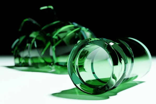 Render Törött Üveg Realisztikus Zöld Sörösüveg Mock Illusztráció Grafikai Tervezés — Stock Fotó