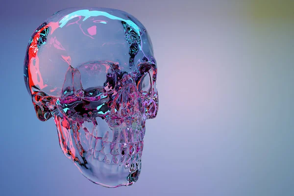 Ilustración Cráneo Transparente Sobre Fondo Azul Concepto Arte Del Cráneo — Foto de Stock