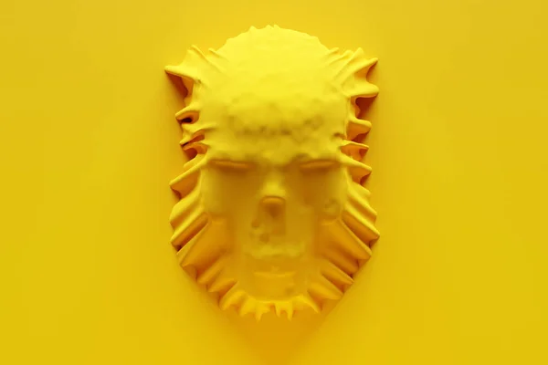 Sarı Bir Bezin Altındaki Kafatasının Boyutlu Bir Çizimi Kafatası Sanatı — Stok fotoğraf