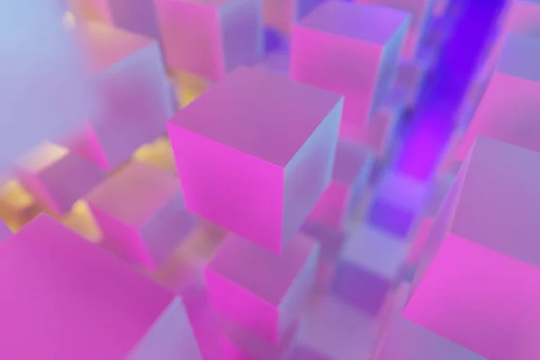 Illustration Rows Pink Cube Set Squares Monocrome Background Pattern Geometry — Stock Photo, Image