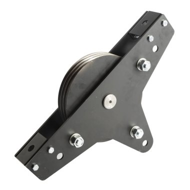 Beyaz izole edilmiş arka planda siyah metal endüstriyel patinaj detayı