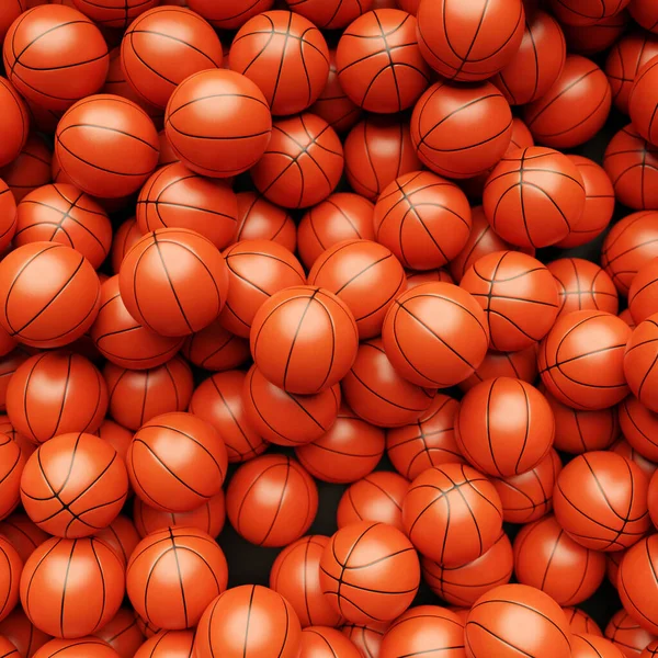 Återgivning Basket Bakgrund Hel Del Orange Basket Bollar Ovanifrån Idrottsbegreppet — Stockfoto