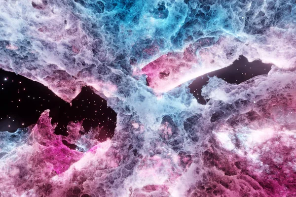 Illustration Realistic Pink Blue Cosmic Sky Stars Raging Sea Foam — Stock Photo, Image