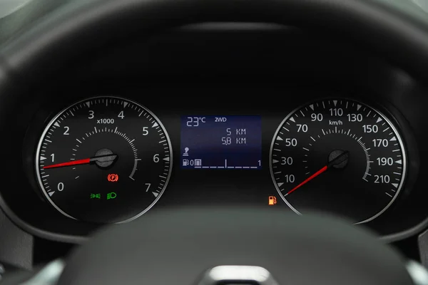 Novosibirsk Russia July 2021 Renault Duster Black Car Speedometer Close — Stock Photo, Image