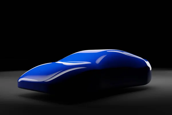 Ілюстрація Контуру Синього Гоночного Автомобіля Відображенням Чорному Тлі — стокове фото