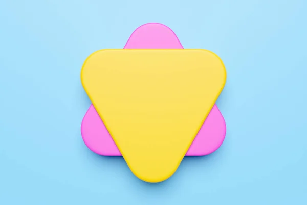 Close Yellow Pink Illustration Different Geometric Shapes Rounded Triangles Blue — Stock Photo, Image