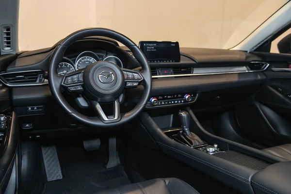 Novosibirsk Russia August 2021 Mazda Interior Cabin Details Speedometer Tachometer — Stock Photo, Image