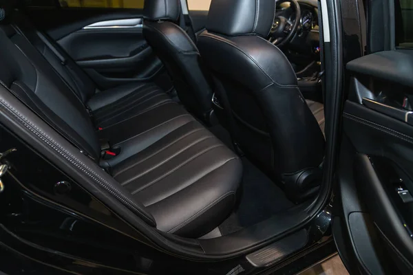 Novosibirsk Russia August 2021 Mazda Rear Seat Passengers Black Leather — Stock Photo, Image