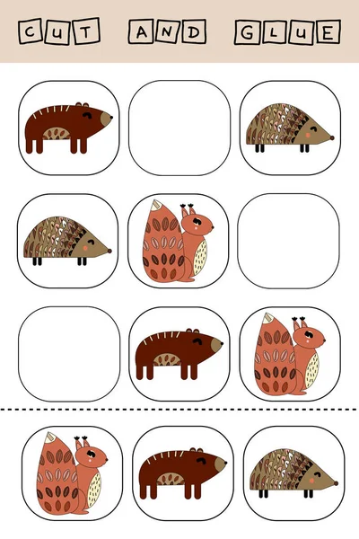 Sudoku Für Kinder Mit Lustigen Waldtieren Eichhörnchen Bären Igeln Eulen — Stockfoto