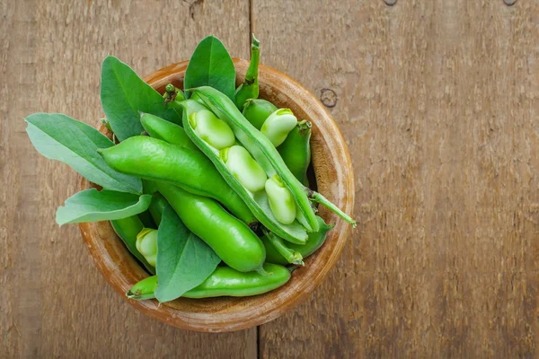 Green broad beans — Stock Photo, Image