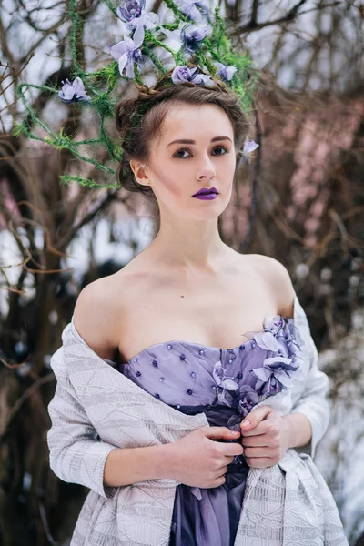 Portrait of nymph in forest — Stock Photo, Image