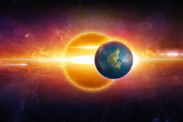 Planeta parecido com a Terra no espaço profundo — Fotografia de Stock