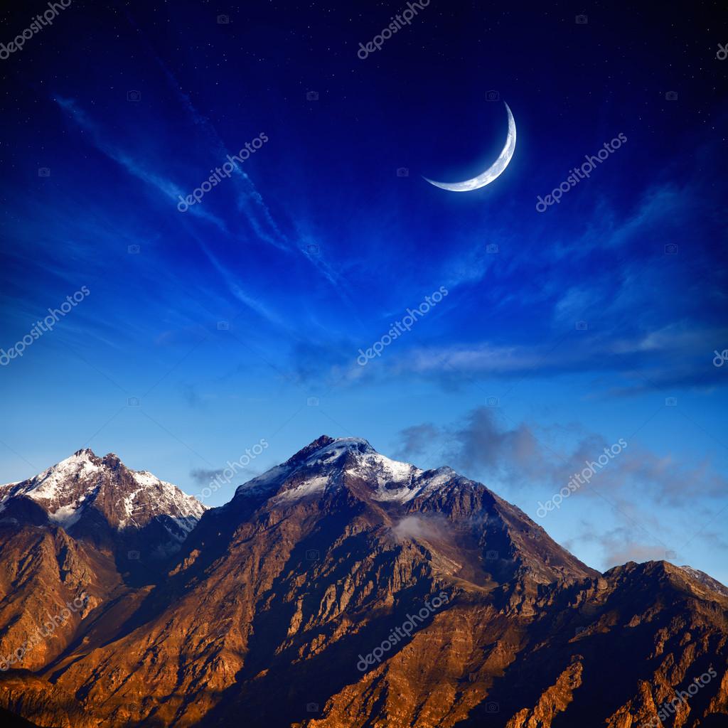 Moon And Mountains Stock Photo C I G0rzh 54239825
