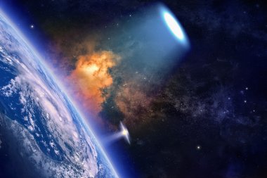 Ufo explores planet Earth clipart