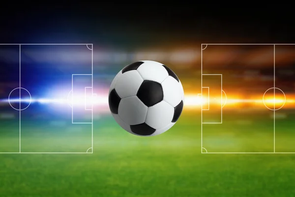 Bola de futebol e layout — Fotografia de Stock