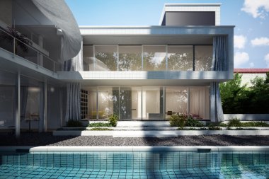 Havuz Manzaralı çağdaş ev.