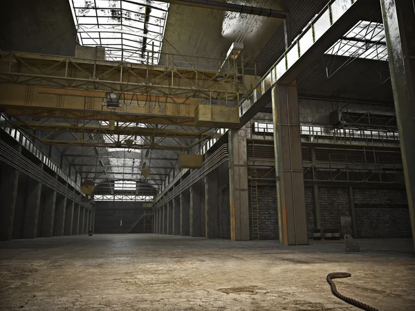 Large Interior framed grunge warehouse with an empty floor — Stock Photo, Image