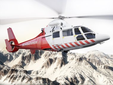 Helikopter uçuş şapkalı kar Dağların üzerinden hareket bulanıklığı Bıçaklar ile kurtarma..