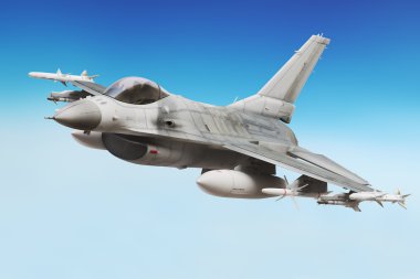 Askeri f-16 savaş uçağı havada süzülen zaman kapat