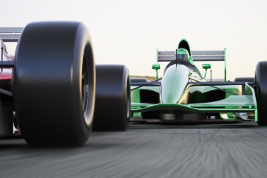 Yarış araba rekabetçi yakın dörtte bir parça hareket bulanıklığı ile yarış motor sporları
