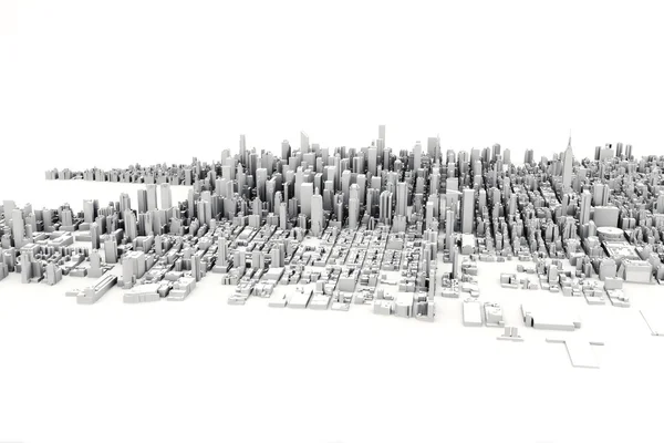 Ilustración del modelo arquitectónico 3D de una gran ciudad sobre un fondo blanco . —  Fotos de Stock