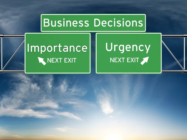 Business decision making focusing on decisions of importance or urgency. — Stockfoto