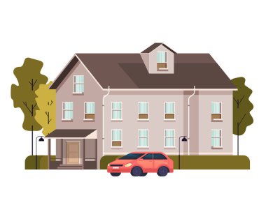 Beyaz arka plan ev konsepti vektör düz grafik tasarım düz illüstrasyon