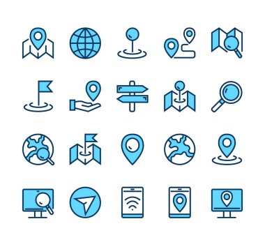 Navigasyon yolu hedef çizgisi simgesi basit vektör grafik tasarımı kavramını izole etti