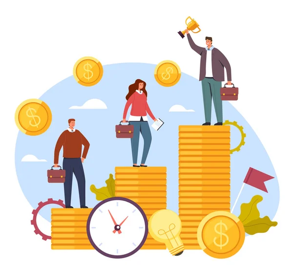 Salary Income Difference Social Problems Concept Vector Flat Cartoon Graphic — Stock Vector