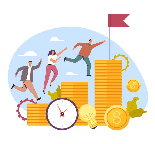 Business Office People Competition Money Salary Concept Vector Flat Cartoon — Stock Vector