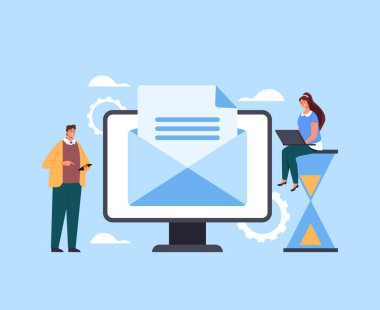 İnternet posta zarfı, kurye soyut konsepti. Vektör düz grafik tasarımı basit illüstrasyon