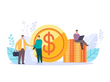 Yatırım anlaşması tokalaşma konsepti. Vektör grafik tasarımı soyut illüstrasyon