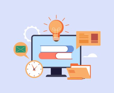 İnternet üzerinden internet eğitimi kavramı. Vektör grafik tasarımı soyut illüstrasyon