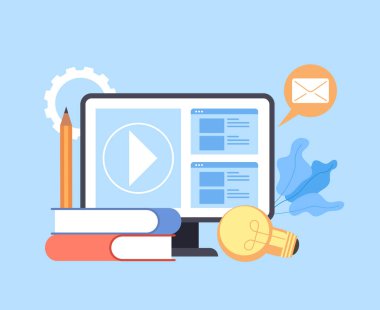 Web sitesi internet öğrenim konsepti. Vektör grafik tasarımı soyut illüstrasyon