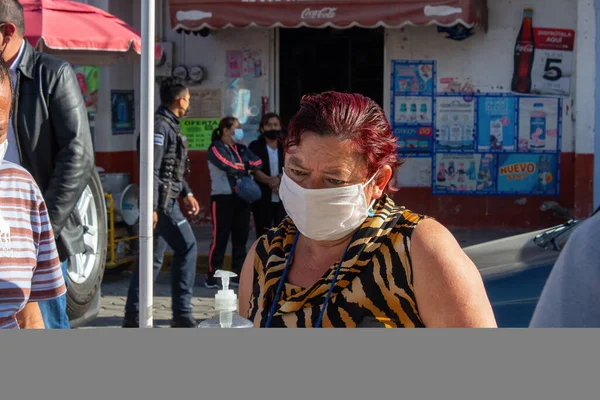 Puebla México Octubre 2020 Personas Reunidas Durante Una Asamblea Con — Foto de Stock