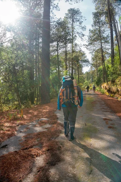 Toeristen Wandelen Klimmen Naar Top Van Iztaccihuatl Vulkanische Berg Mexico — Stockfoto