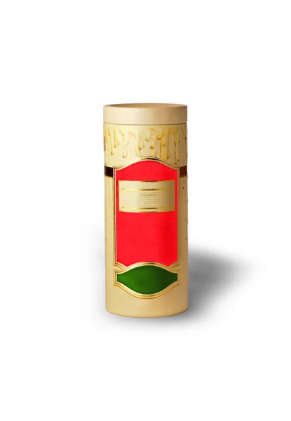 Boîte cylindrique colorée de thé — Photo