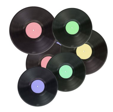 vinil kayıtlar üzerinde beyaz