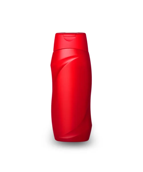 Piros műanyag palack férfi sampon — Stock Fotó