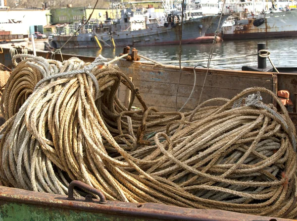 NET e corde per la barca da pesca — Foto Stock