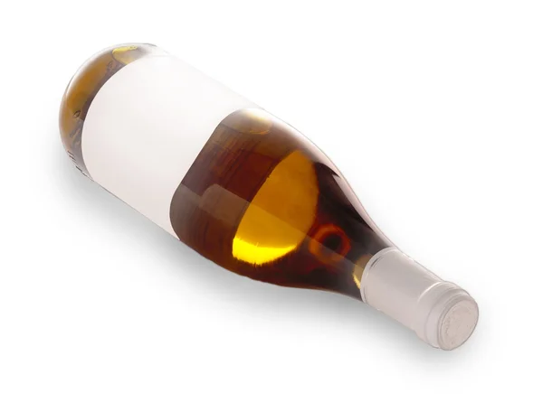 Garrafa de vinho leve seco no branco — Fotografia de Stock